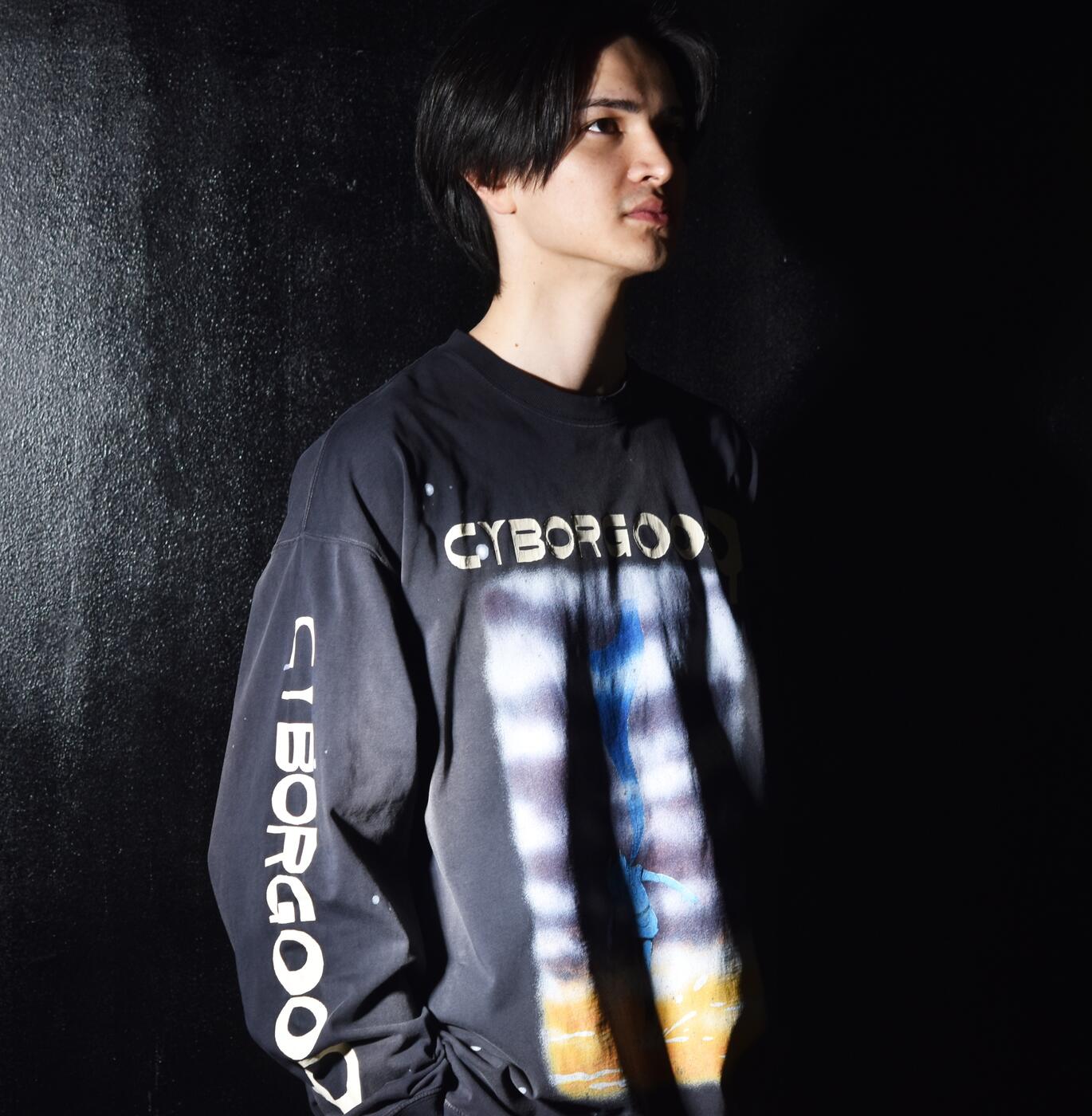 Model wearing the CYBORG009 long sleeve